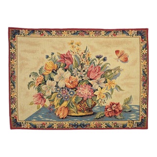 Flowerbasket - Cream Loom Woven Tapestry - 145 X 200 Cm (4'9" X 6'7") - Requires Rod Size 5 For Sale