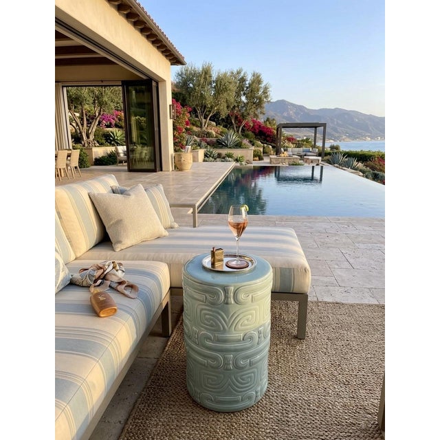 2000 - 2009 Mid-Century Italian Glazed Ceramic Garden Stool For Sale - Image 5 of 11