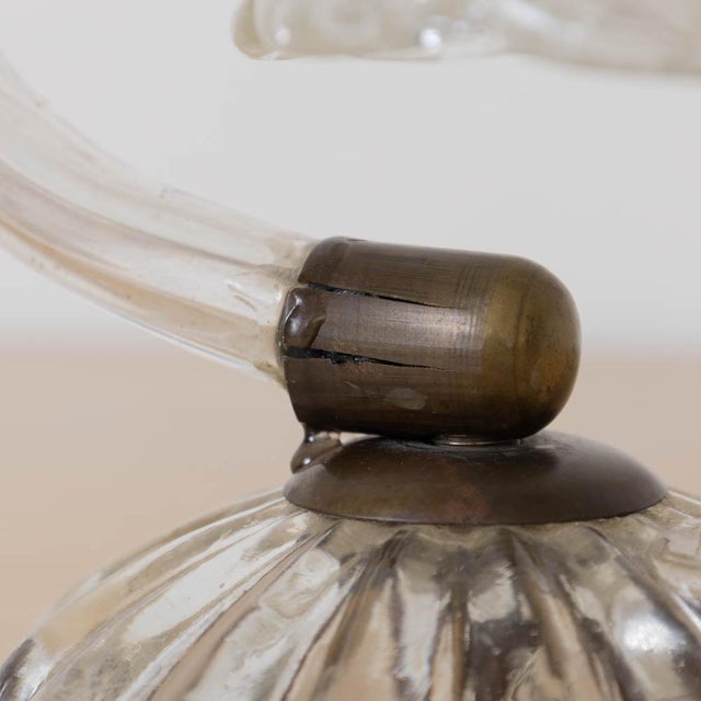 1940s Petite Italian Murano Clear Frosted Glass Lamp For Sale - Image 15 of 16