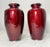 Pair Vintage Japanese Handmade Red Enamel Silver Floral Cloisonné Foil Vase Urn For Sale - Image 9 of 13