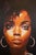 A woman in three-quarter view, calm and quietly confident, against a layered color-blocked background. Original one-of-a-...
