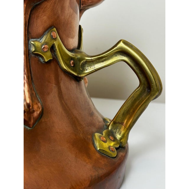 Beautiful Antique Dutch Copper Quatrefoil Cachepot Home Garden Planter With Brass Handles, Tulip Motif, Late 19th C For Sale - Image 9 of 16