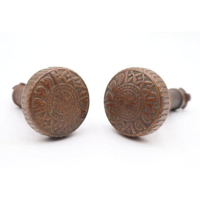 These antique Vernacular style passage bronze door knobs were made by Niles/Chicago in the 1885 catalog. These knobs were...