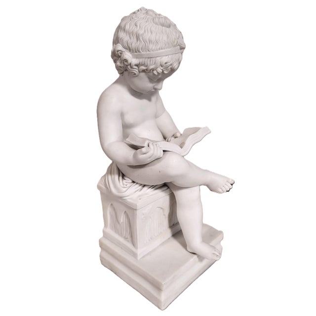 Pair Antique French White Bisque Porcelain Putti Baby Cherubs Sculpture Figures For Sale - Image 14 of 18