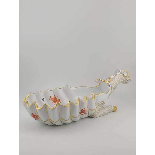 Contemporary Rare Herend Hand Painted Dragon Dish #7760 - 11 1/4" Long Hand Signed by Artist Vecsey Tamas For Sale - Image 3 of 14