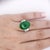 Metal 10.91 Carat Oval Jadeite Jade & Baguette Diamond Platinum Filigree Ring Size 6.5 For Sale - Image 7 of 7