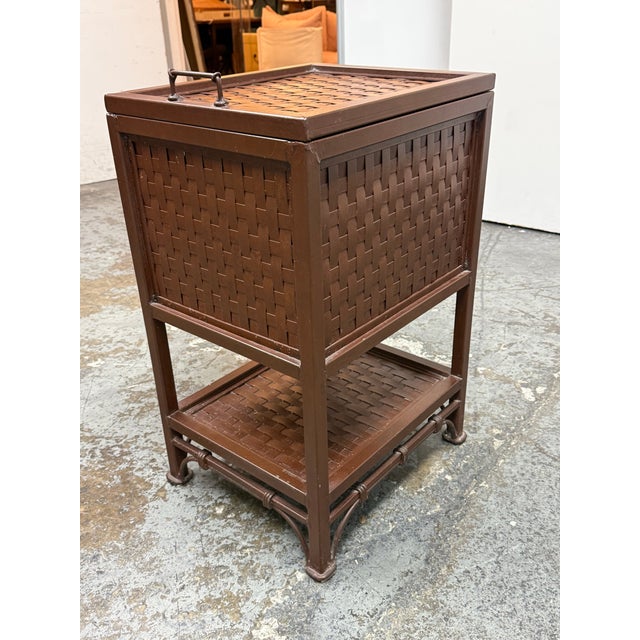 Mid 20th Century Rust Painted Metal Woven File Storage Chest, Vintage For Sale - Image 5 of 12