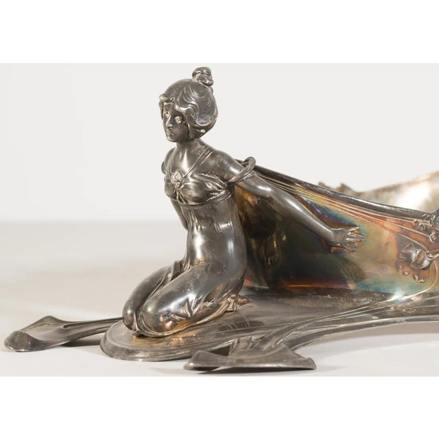 Art Nouveau Pewter Centerpiece with Female Figures For Sale - Image 4 of 5