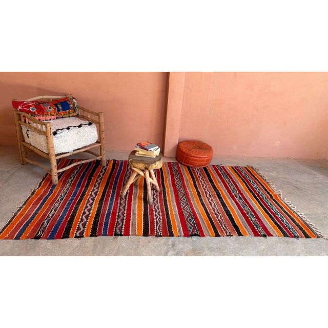 Tribal 1980s Striped Flatweave Rug - 9.2 X 4.99 Ft For Sale - Image 3 of 11