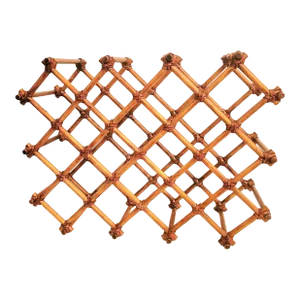 Vintage Custom Made Bamboo Regency Crisscross Wine Rack Holder