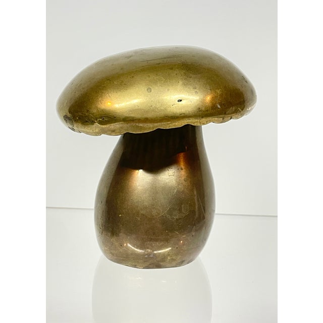 MCM Danish Brass Mushroom Art Objet Paperweight Decor For Sale - Image 4 of 12