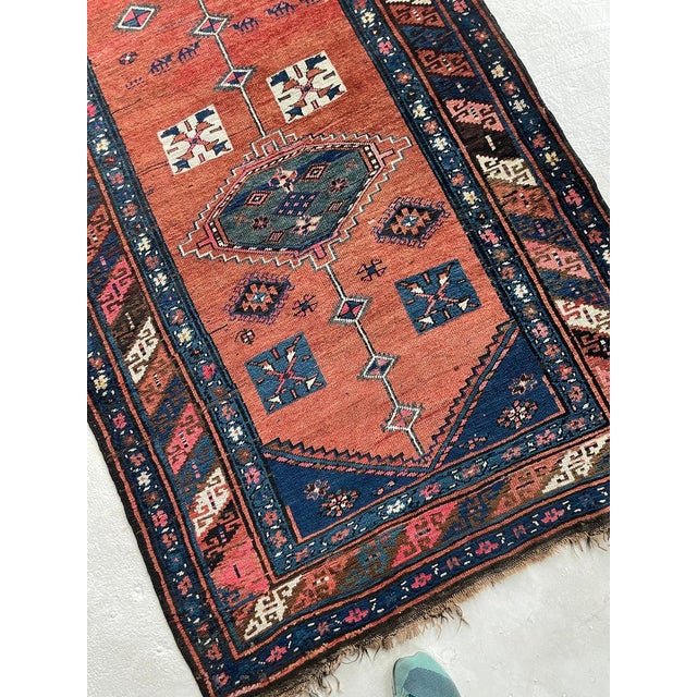 1920s Antique Caucasian TUSCAN DREAM Long Runner Rug 3.7 x 14.9 For Sale - Image 5 of 15