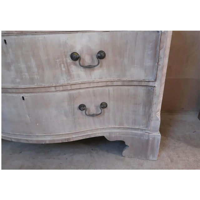 Wood Antique Bleached Serpentine Fronted Chest of Drawers, 1780 For Sale - Image 7 of 11