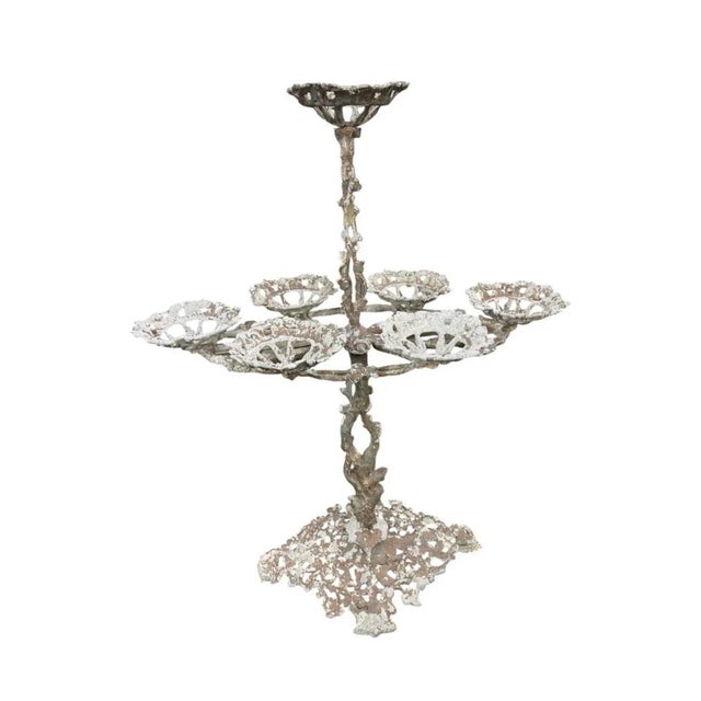 2000 - 2009 Vintage French Style Multi-Tier Cast Iron Plant Stand or Epergne For Sale - Image 5 of 12