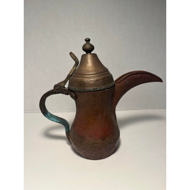 Islamic Late 19th Century Antique Brass Islamic Dallah Hand Hammered Coffee Pot For Sale - Image 3 of 7