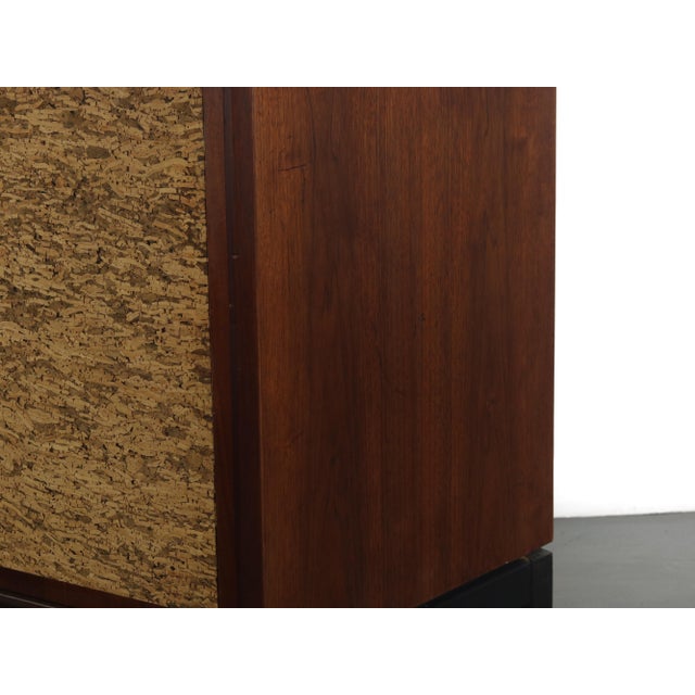 Brown Small Credenza Record Cabinet by Founders in Walnut with Cork Front For Sale - Image 8 of 9