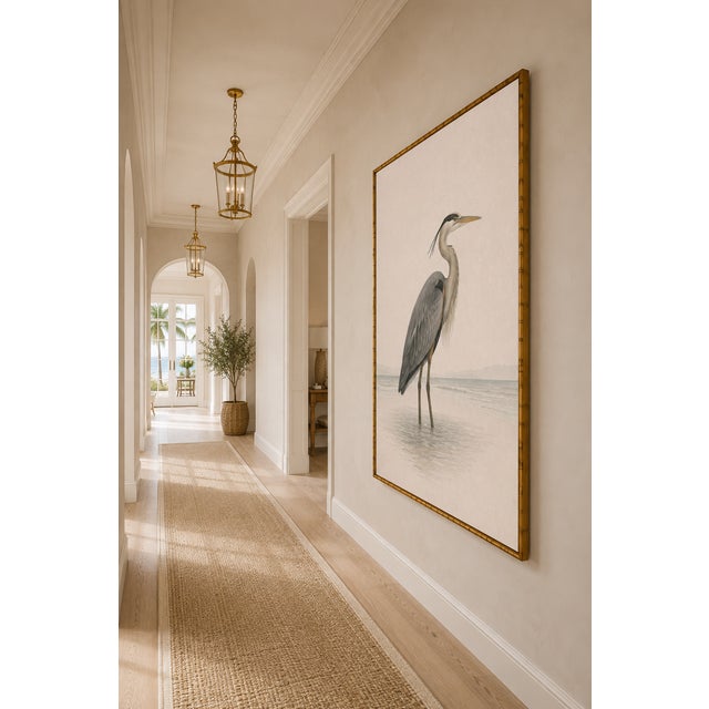 Great Blue Heron Coastal Study, Neutral Bird Wall Art Print, 32" X 48" For Sale - Image 12 of 13