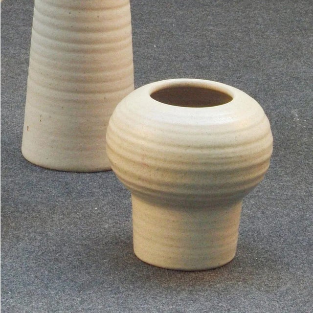 Group of Tall Studio Pottery Chalk White Floor Vases, Set of 3 For Sale - Image 12 of 14