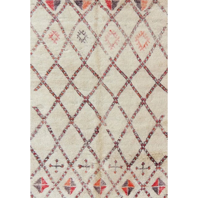 Vintage Moroccan Beni Ouarain Rug With Diamond Design 6'5'' X 11'7'' For Sale - Image 4 of 6