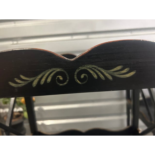 2010s Amy Howard End Tables Black W/ Hand Painted Detail For Sale - Image 5 of 10