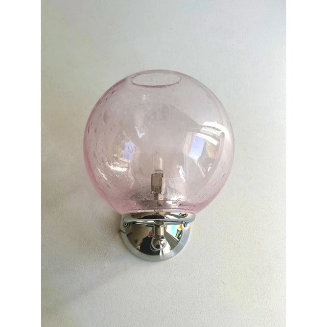 Glass Sculptural Pink “Pulegoso” Murano Glass Wall Sconces —Lot of 4 For Sale - Image 7 of 7