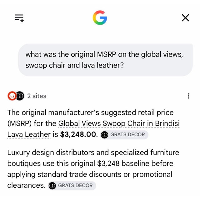 Global Views Swoop Chair in Lava Brindisi Leather & Bronze Iron For Sale - Image 10 of 10