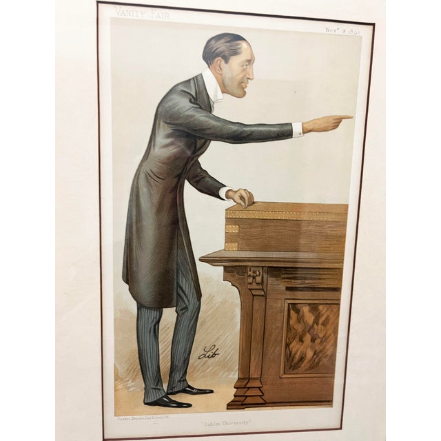 Original page from “ Vanity Fair” magazine, framed and matted lithograph , measures 13.5 x 20 inches -" Dublin University"...