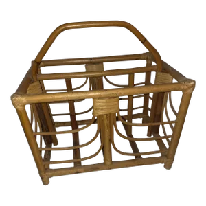1970s Vintage Boho Rattan Magazine Rack