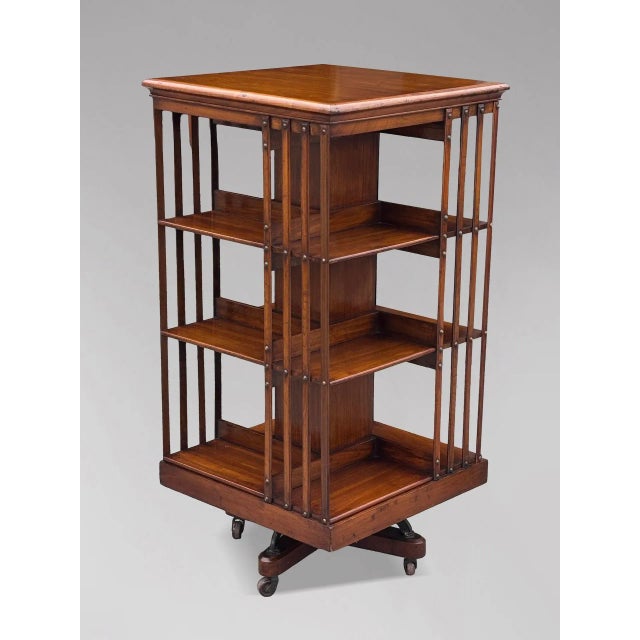 Antique Revolving Bookcase in Walnut, 1860 For Sale - Image 10 of 10