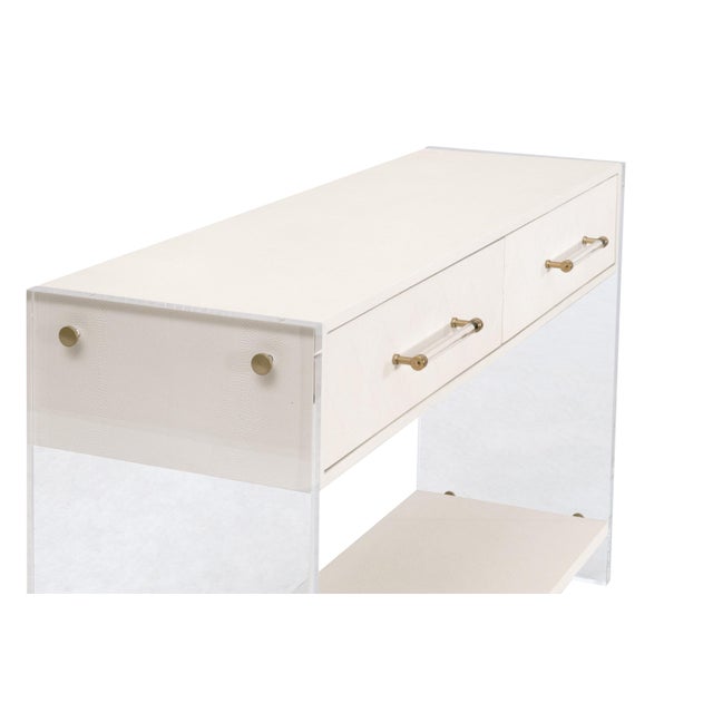 Sonia Faux Shagreen Console Table, Pearl Shagreen For Sale In Los Angeles - Image 6 of 9