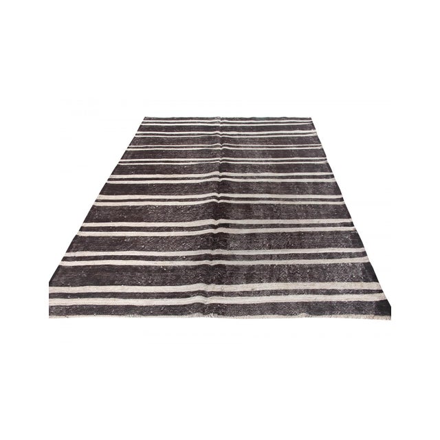 Mid-Century Modern Vintage Striped Turkish Kilim Rug - 5`7" X 9`3" For Sale - Image 3 of 6