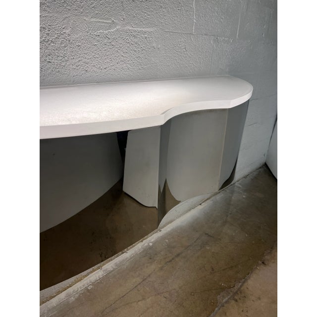 Mid-Century Custom Polished Steel and Frosted Lucite Illuminated Floating Shelf or Console For Sale - Image 11 of 13
