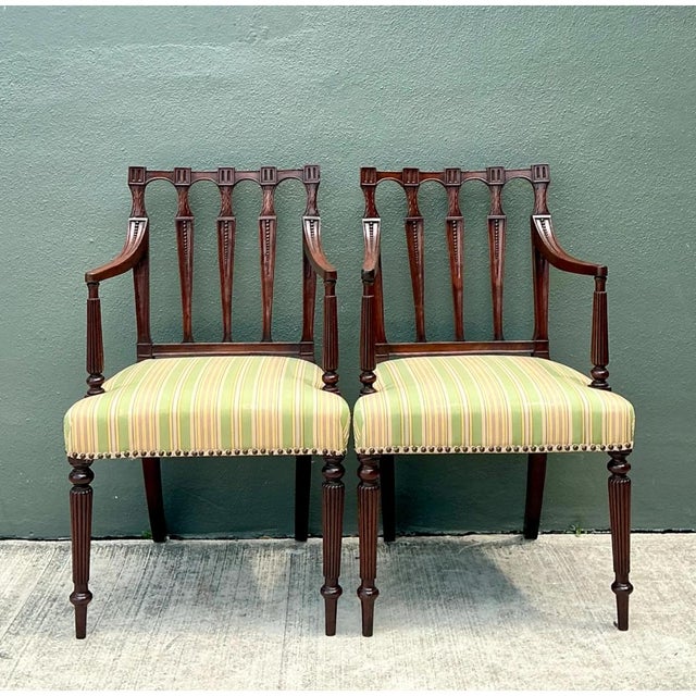 Vintage Carved Wood Chippendale Armchairs - Pair For Sale In West Palm - Image 6 of 12