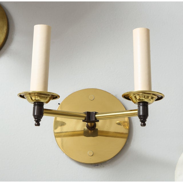 Brass Bespoke Two-Arm Brass Sconces - a Pair For Sale - Image 8 of 9