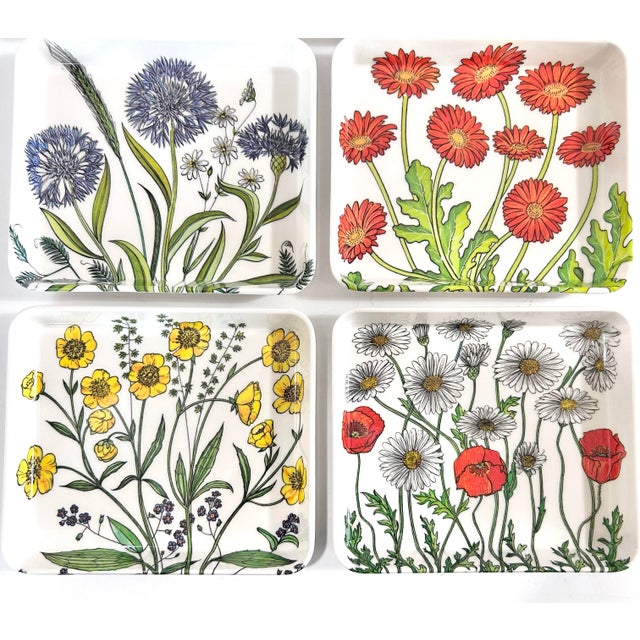 Vintage Italian Botanical Garden Trinket Trays, Spring Wildflower Catchalls – Set of 6 For Sale In Louisville - Image 6 of 9
