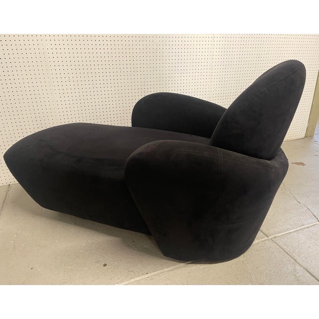 Black Chaise Lounge Attributed to Michael Wolk for Weiman Preview Furniture Mid Century Miami Chaise Lounge For Sale - Image 9 of 10