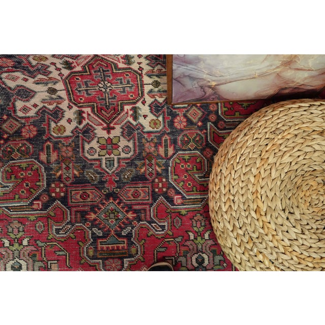 1970s Vintage Persian Handmade Wool 10x13 Red Area Rug For Sale - Image 11 of 11