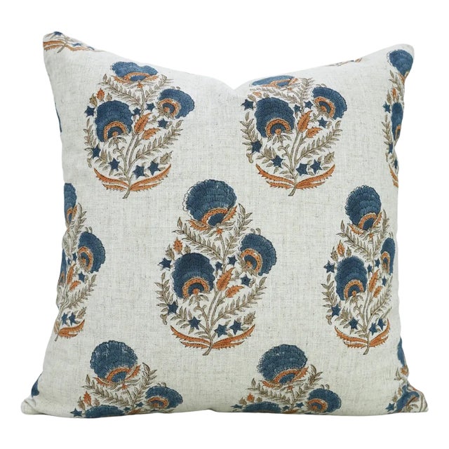 Block Print Viscose Linen Pillow Cover 14x36 Inch-Mohini For Sale