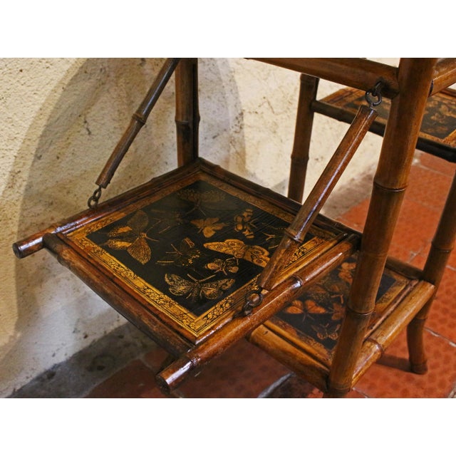 Circa 1880s English Multi-Tier Drop-Side Bamboo Table For Sale - Image 4 of 7