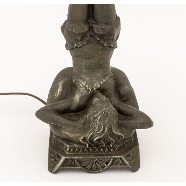 Amber Art Deco Figural Amber Glass Globe Shade Lamp For Sale - Image 8 of 10