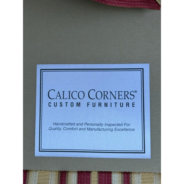 Yellow Calico Corners Rolled Arm Skirted Swivel Lounge Chairs - A Pair For Sale - Image 8 of 9