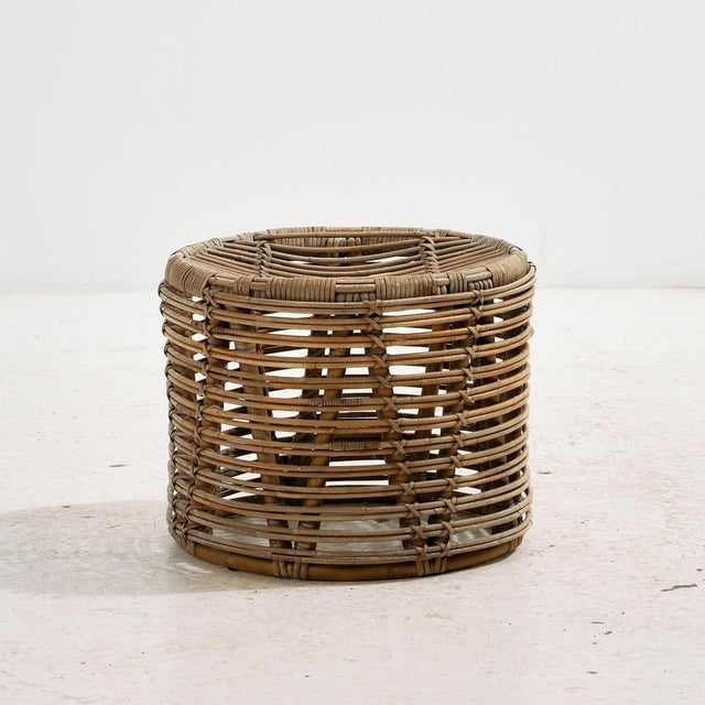 Set of Rattan and Bamboo Chair and Ottoman, 1970s For Sale - Image 13 of 18