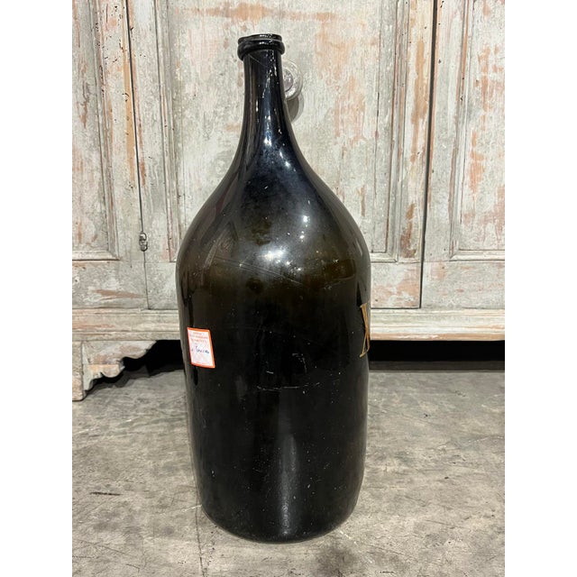 Glass Large Antique French Hand Blown and Painted Wine Bottle, Normandy, Circa 1880s For Sale - Image 7 of 8