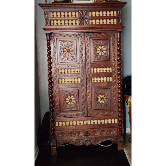 Antique Armoire Brittany French Carved (Armoire Bretonne Du XIXe Siècle). For Sale - Image 16 of 17