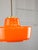 Metal Mid-Century Modern Italian Orange Glass and Brass Pendant Lamp For Sale - Image 7 of 15