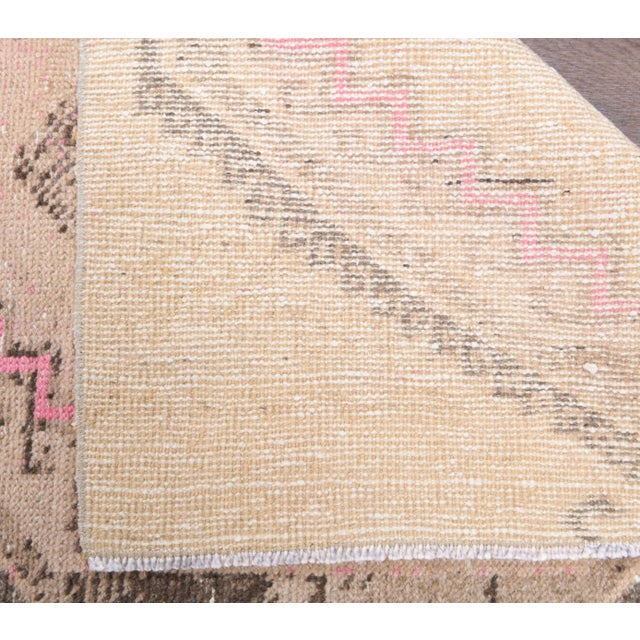 Beige Vintage Turkish Hand-Knotted Wool Cotton Beige Runner For Sale - Image 8 of 9