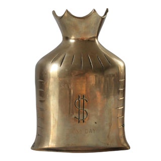 Vintage Brass Money Bag Bank For Sale