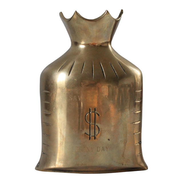 Vintage Brass Money Bag Bank For Sale
