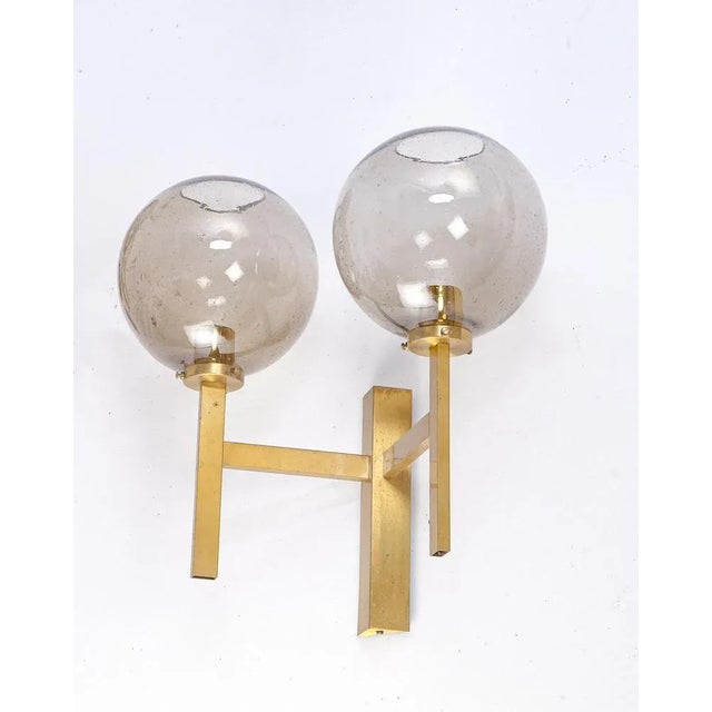 Large Brass Wall Lamp attributed to Holger Johansson, Sweden, 1960s For Sale - Image 4 of 10