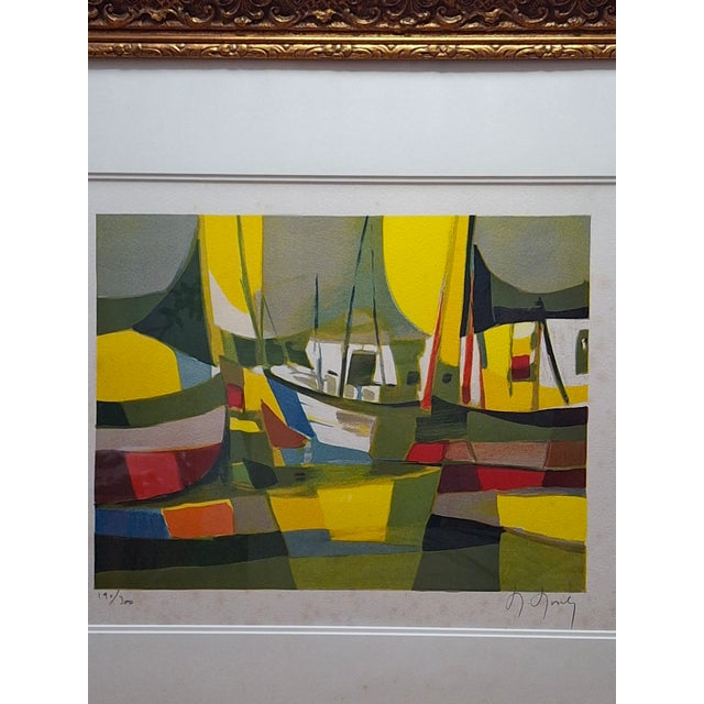 1980s Marcel Mouly Signed Lithograph "Les Chalutiers" Trawlers Limited Edition 190/300 For Sale - Image 9 of 13